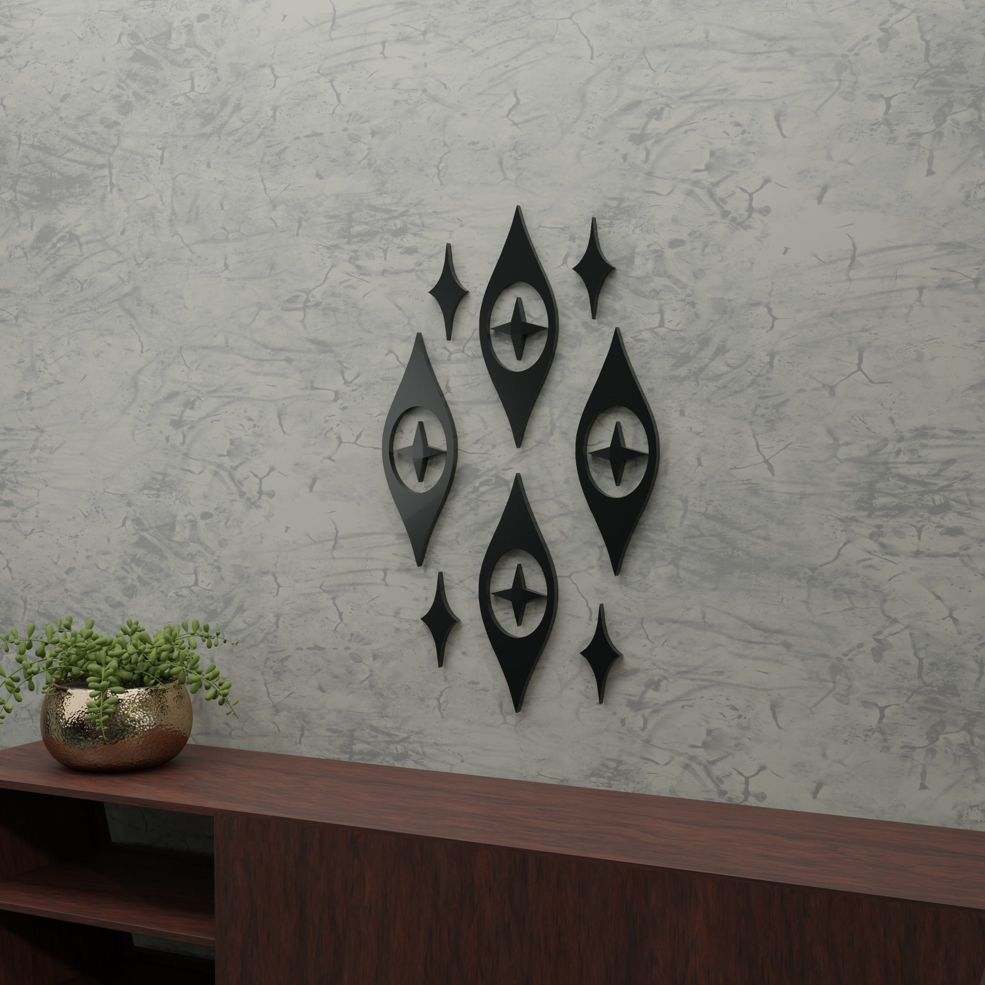MidCentury Modern Vintage Style Starbursts Diamonds